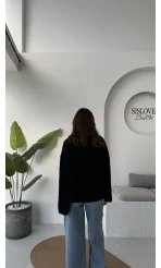 Püskül Yumoş Hırka - Siyah - Kod: 25030