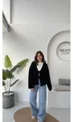 Püskül Yumoş Hırka - Siyah - Kod: 25030