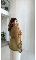 Püsküllü Kimono - Olive - Kod: 5101