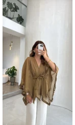 Püsküllü Kimono - Olive - Kod: 5101