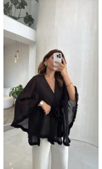 Püsküllü Kimono - Siyah - Kod: 5101
