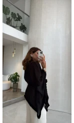 Püsküllü Kimono - Siyah - Kod: 5101
