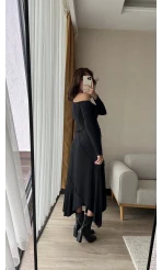 Rachel Asimetrik Kesim Siyah Bluz