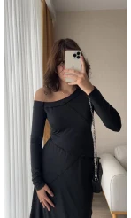 Rachel Asimetrik Kesim Siyah Bluz