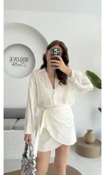 Raffaella Beyaz Tül Gömlek