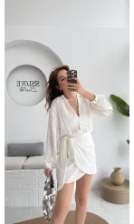 Raffaella Beyaz Tül Gömlek