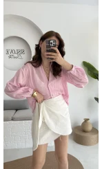 Raffaella Pembe Tül Gömlek