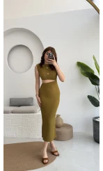 Ramona Bürümcük Elbise Haki