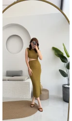 Ramona Bürümcük Elbise Haki