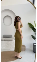 Ramona Bürümcük Elbise Haki