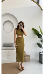 Ramona Bürümcük Elbise Haki