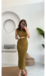 Ramona Bürümcük Elbise Haki