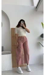 Rape Baggy Pantolon Gül Rengi