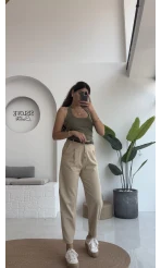 Raste Havuç Gabardin Pantolon - Taş