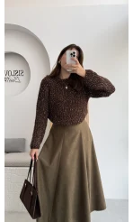 Reglan Kol Triko Kazak Kahverengi
