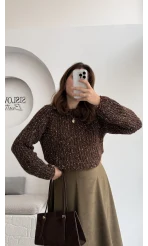Reglan Kol Triko Kazak Kahverengi