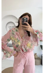 Renkli Şifon Gömlek