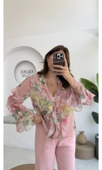 Renkli Şifon Gömlek