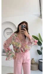 Renkli Şifon Gömlek