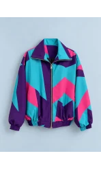 Retro 80’s Astarlı Ceket - Renkli