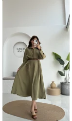 Roar Kemerli Gömlek Elbise - 3270 - Haki