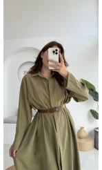 Roar Kemerli Gömlek Elbise - 3270 - Haki