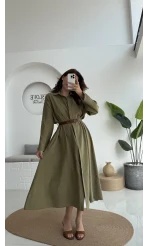 Roar Kemerli Gömlek Elbise - 3270 - Haki