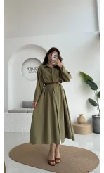 Roar Kemerli Gömlek Elbise - 3270 - Haki
