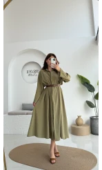 Roar Kemerli Gömlek Elbise - 3270 - Haki