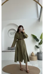 Roar Kemerli Gömlek Elbise - 3270 - Haki
