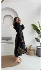 Roar Kemerli Gömlek Elbise - 3270 - Siyah