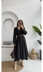 Roar Kemerli Gömlek Elbise - 3270 - Siyah