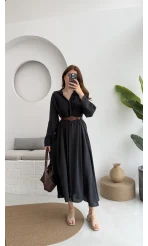 Roar Kemerli Gömlek Elbise - 3270 - Siyah