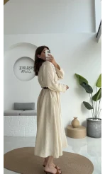 Roar Kemerli Gömlek Elbise - 3270 - Taş