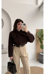 Robert Fular Yakalı Gömlek - Acı Kahve - Kod: 5407