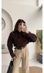 Robert Fular Yakalı Gömlek - Acı Kahve - Kod: 5407