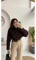 Robert Fular Yakalı Gömlek - Acı Kahve - Kod: 5407