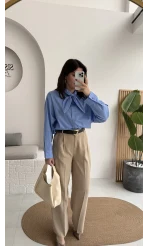 Robert Fular Yakalı Gömlek - Mavi - Kod: 5407