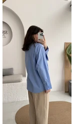 Robert Fular Yakalı Gömlek - Mavi - Kod: 5407