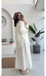 2088 - Roma Uzun Kollu Bağlamalı Gömlek - Kırık Beyaz