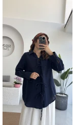 2088 - Roma Uzun Kollu Bağlamalı Gömlek - Lacivert