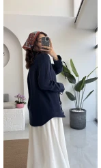 2088 - Roma Uzun Kollu Bağlamalı Gömlek - Lacivert