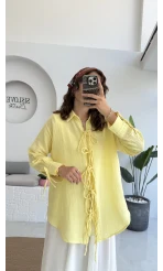 2088 - Roma Uzun Kollu Bağlamalı Gömlek - Sarı