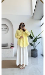 2088 - Roma Uzun Kollu Bağlamalı Gömlek - Sarı