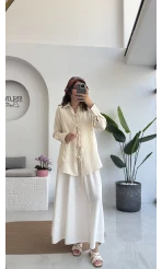 2088 - Roma Uzun Kollu Bağlamalı Gömlek - Taş