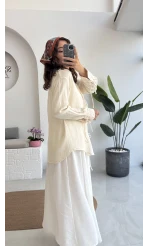 2088 - Roma Uzun Kollu Bağlamalı Gömlek - Taş