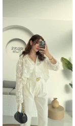 Romantik Gömlek - Kırık Beyaz - 38569