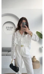 Romantik Gömlek - Kırık Beyaz - 38569