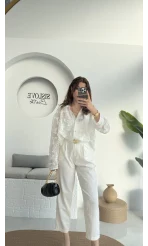 Romantik Gömlek - Kırık Beyaz - 38569