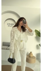 Romantik Gömlek - Kırık Beyaz - 38569